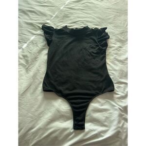 Mikey & Joey Black Ruffle Sleeve Bodysuit Woman’s Size Large